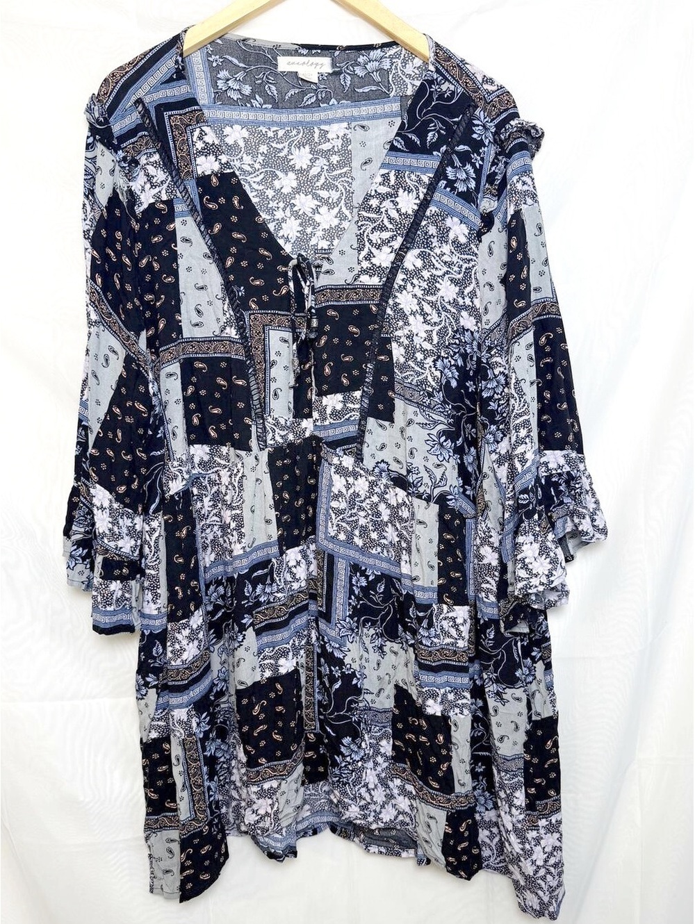 Aveology by City Chic Plus Size 22/24 Boho Patchwork Tunic Top